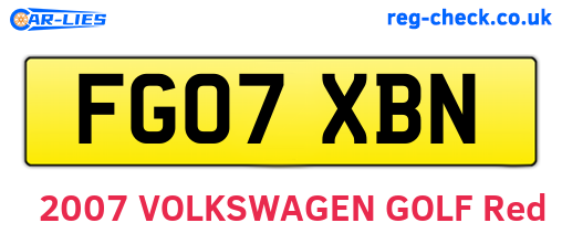 FG07XBN are the vehicle registration plates.