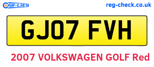 GJ07FVH are the vehicle registration plates.
