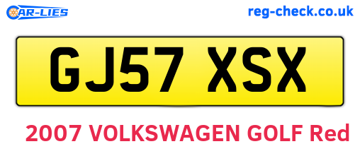 GJ57XSX are the vehicle registration plates.