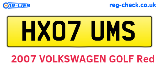 HX07UMS are the vehicle registration plates.