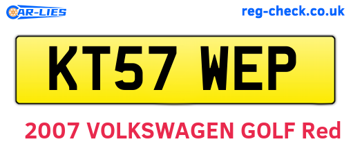 KT57WEP are the vehicle registration plates.
