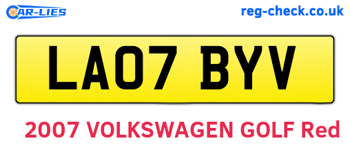 LA07BYV are the vehicle registration plates.
