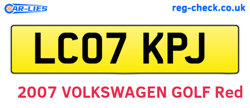 LC07KPJ are the vehicle registration plates.