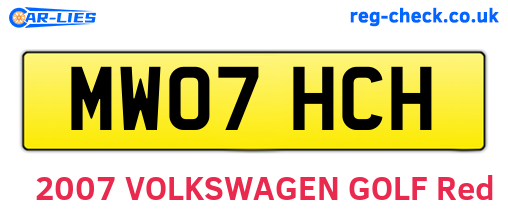 MW07HCH are the vehicle registration plates.