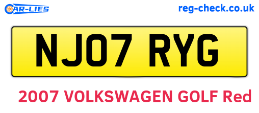 NJ07RYG are the vehicle registration plates.