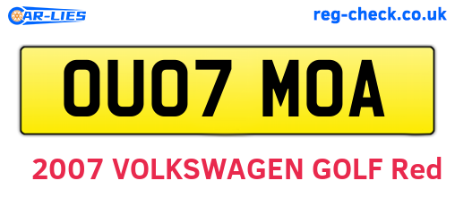OU07MOA are the vehicle registration plates.
