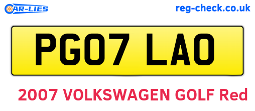 PG07LAO are the vehicle registration plates.