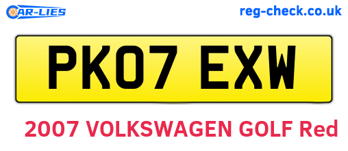PK07EXW are the vehicle registration plates.
