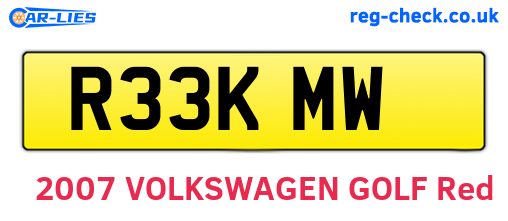 R33KMW are the vehicle registration plates.