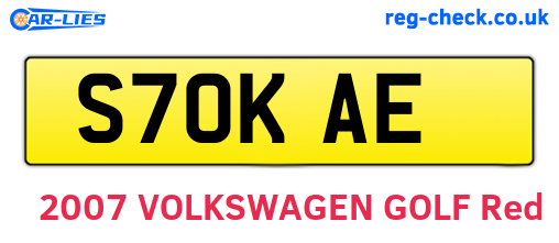 S70KAE are the vehicle registration plates.