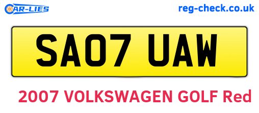 SA07UAW are the vehicle registration plates.