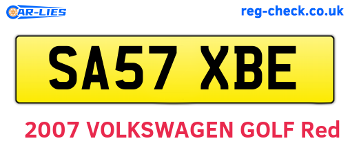 SA57XBE are the vehicle registration plates.