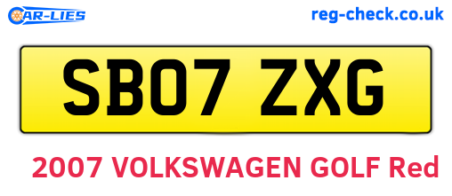 SB07ZXG are the vehicle registration plates.
