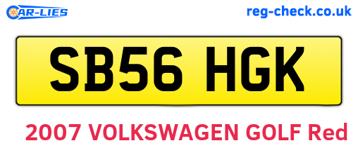 SB56HGK are the vehicle registration plates.