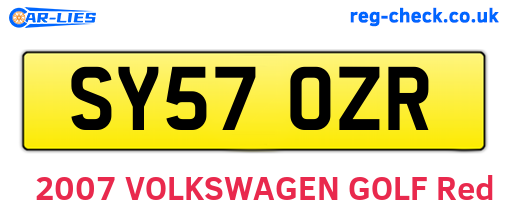 SY57OZR are the vehicle registration plates.
