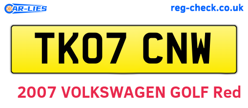 TK07CNW are the vehicle registration plates.