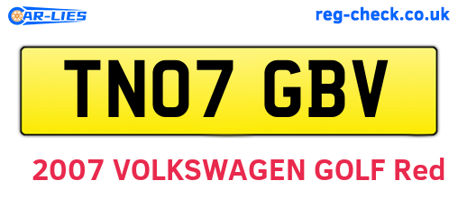 TN07GBV are the vehicle registration plates.