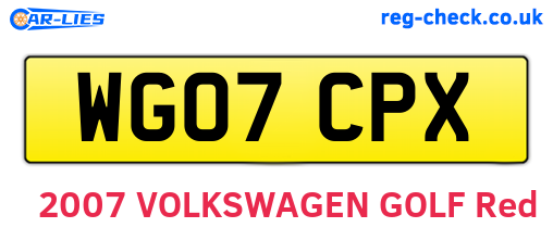 WG07CPX are the vehicle registration plates.