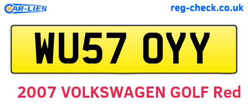 WU57OYY are the vehicle registration plates.