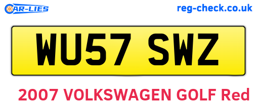WU57SWZ are the vehicle registration plates.