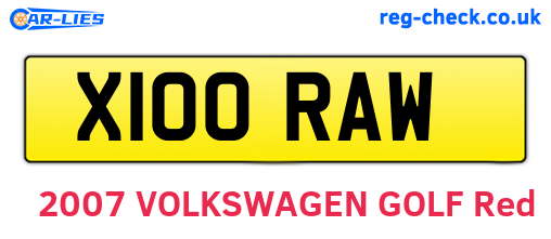 X100RAW are the vehicle registration plates.