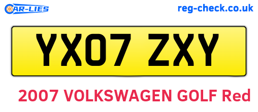 YX07ZXY are the vehicle registration plates.