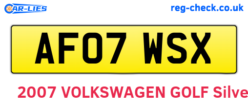 AF07WSX are the vehicle registration plates.