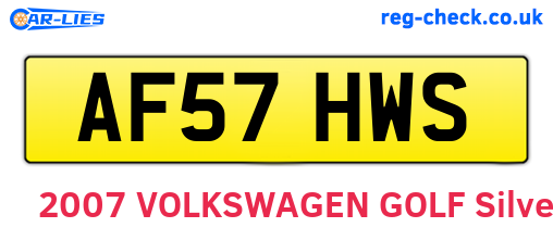 AF57HWS are the vehicle registration plates.