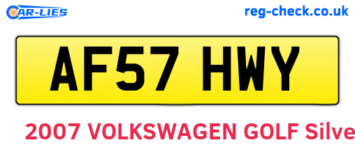 AF57HWY are the vehicle registration plates.