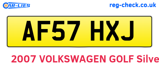 AF57HXJ are the vehicle registration plates.