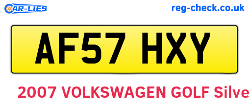 AF57HXY are the vehicle registration plates.
