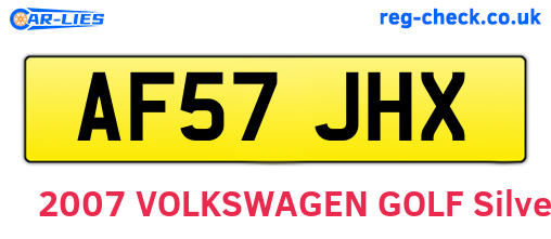 AF57JHX are the vehicle registration plates.