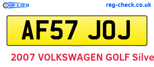 AF57JOJ are the vehicle registration plates.
