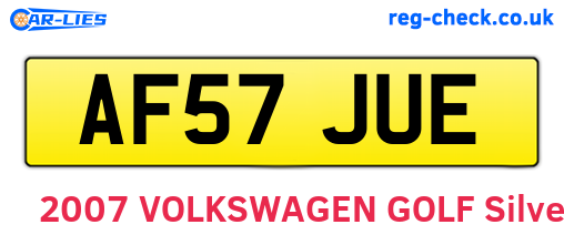 AF57JUE are the vehicle registration plates.
