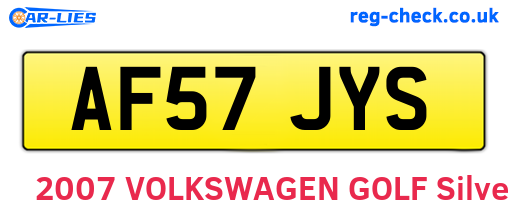 AF57JYS are the vehicle registration plates.