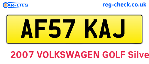 AF57KAJ are the vehicle registration plates.