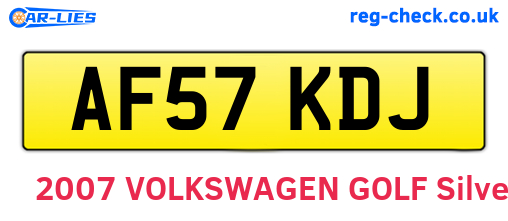 AF57KDJ are the vehicle registration plates.