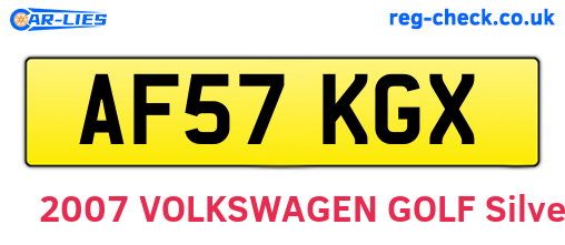 AF57KGX are the vehicle registration plates.