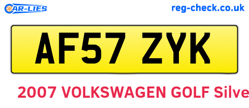 AF57ZYK are the vehicle registration plates.