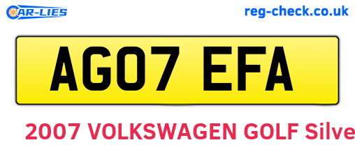 AG07EFA are the vehicle registration plates.