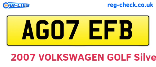 AG07EFB are the vehicle registration plates.