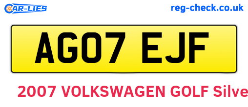 AG07EJF are the vehicle registration plates.