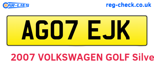 AG07EJK are the vehicle registration plates.