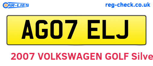 AG07ELJ are the vehicle registration plates.