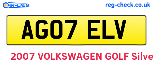 AG07ELV are the vehicle registration plates.