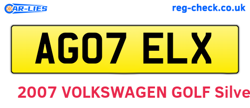 AG07ELX are the vehicle registration plates.