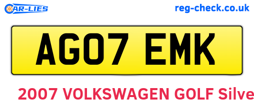 AG07EMK are the vehicle registration plates.