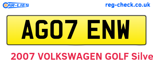 AG07ENW are the vehicle registration plates.