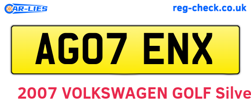 AG07ENX are the vehicle registration plates.