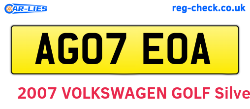 AG07EOA are the vehicle registration plates.